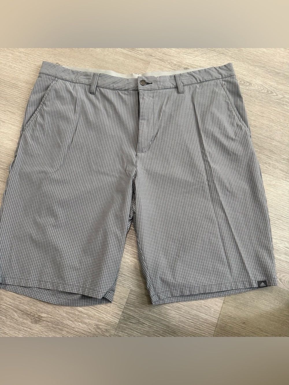 adidas Men's Grayscale Micro-Check Flat Front Shorts
